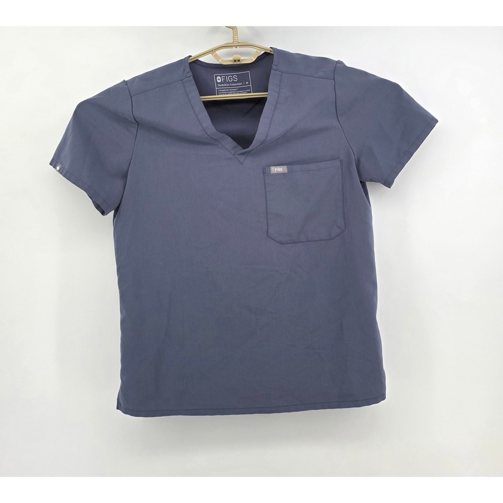 FIGS Womens Scrub Top Size M Catarina One Pocket V Neck Blue Medical Workwear
